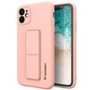 Dėklas Wozinsky Silikonowe etui su podstawką iPhone 12 Kickstand Case rožinė