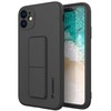 Dėklas Wozinsky Silikonowe etui su podstawką iPhone 12 Kickstand Case juoda