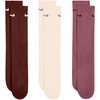 Kojinės Nike Everyday Cushioned Crew 3 pary ruda, smėlio sp., rožinė SX7664 915 (34-38)