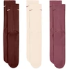 Kojinės Nike Everyday Cushioned Crew 3 pary ruda, smėlio sp., rožinė SX7664 915 (34-38)