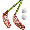 Azetx Mamba Junior grindų riedulio rinkinys, 2 tiesios HDPE lazdos be vyniojimo, 62 cm, 2 Optimus kamuoliukai