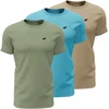 Vyriški marškinėliai 4F M4481 3pak žalia, mėlyna, smėlio sp. 4FWSS26TTSHM4481 90S (XL)