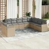 Sofa Sofos komplektas su pagalvėlėmis, 10 dalių, smėlio, poliratanas