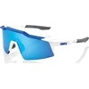 Blue 100% Akiniai 100% SPEEDFRAFT SL Matte Baltas / Metallic Mėlyna - HiPER Mėlyna Multilayer Mirror Lens (Mėlyna Mirror Glass Multilayer LT 15% + Transparate Glass LT 93%) (NAUJIENA 2021 m.)