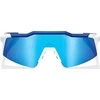 Blue 100% Akiniai 100% SPEEDFRAFT SL Matte Baltas / Metallic Mėlyna - HiPER Mėlyna Multilayer Mirror Lens (Mėlyna Mirror Glass Multilayer LT 15% + Transparate Glass LT 93%) (NAUJIENA 2021 m.)