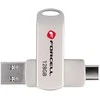 Pendrive 128GB USB 3.2 Gen 1 (USB A / USB C) Forcell F-Data Metal Duo sidabrinis