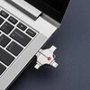 USB atmintinė 16 GB USB 3.2 Gen 1 (USB A / USB C / Lightning / Micro USB) Forcell F-Data Metal Quad sidabrinas