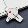 USB atmintinė 16 GB USB 3.2 Gen 1 (USB A / USB C / Lightning / Micro USB) Forcell F-Data Metal Quad sidabrinas