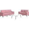 Sofa Sofos komplektas su pagalvėlėmis, 2 dalių, rožinis, aksomas