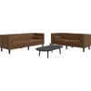 Sofa Chesterfield sofų komplektas su pagalvėlėmis, 2 dalių, rudas