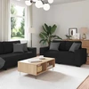 Sofa Dviejų dalių sofos komplektas su pagalvėlėmis, juodas audinys
