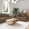 Sofa Dviejų dalių sofos komplektas su pagalvėlėmis, rudas audinys