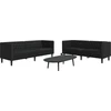 Sofa Chesterfield sofų komplektas, 2 dalių, juodas, dirbtinė oda