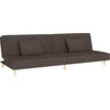 Dvivietė sofa-lova dvejomis pagalvėmis, rudos spalvos, audinys