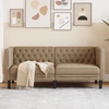Dvivietė chesterfield sofa, kapučino spalvos, dirbtinė oda