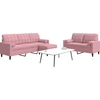 Sofa Sofos komplektas su pagalvėlėmis, 3 dalių, rožinis, aksomas