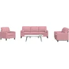 Sofa Sofos komplektas su pagalvėlėmis, 3 dalių, rožinis, aksomas