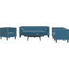 Sofa Chesterfield sofų komplektas su pagalvėlėmis, 3 dalių, mėlynas