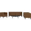 Sofa Chesterfield sofų komplektas su pagalvėlėmis, 3 dalių, rudas