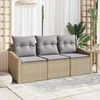 Lauko baldų komplektas Sofos komplektas su pagalve 3 pcs Smėlio poliratanas