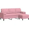 Trivietė sofa su pakoja, rožinės spalvos, 180cm, aksomas