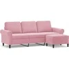 Trivietė sofa su pakoja, rožinės spalvos, 180cm, aksomas