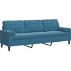 Trivietė sofa su pagalvėlėmis, mėlynos spalvos, 210cm, aksomas