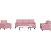 Sofa Sofos komplektas su pagalvėlėmis, 4 dalių, rožinis, aksomas