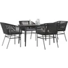 Lauko baldų komplektas Sodo komplektas, 5 dalių, juodas, poliratanas ir stiklas