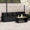 Sodo sofa, 5 vietų, su pagalvėlėmis, juoda, poliratanas