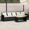 Sodo sofa, 5 vietų, su pagalvėlėmis, juoda, poliratanas