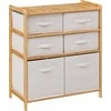 5five Simply Smart Bamboo TIDY bambukinė lentyna su 6 medžiaginiais krepšeliais, aukštis 78,5 cm