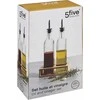 5five Simply Smart Bamboo Aliejaus ir acto buteliai su dozatoriumi + bambuko lentyna