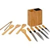 5five Simply Smart Bamboo Virtuvės aksesuarų rinkinys bambukiniame bloke: 6 peiliai ir 5 indai