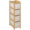 5five Simply Smart Bamboo TIDY siauras bambukinis stelažas su 4 medžiaginiais krepšeliais, aukštis 78,5 cm