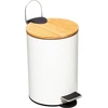 5five Simply Smart MODERNĖ vonios šiukšliadėžė su bambuko dangteliu, balta, 3 l