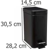 5five Simply Smart Stačiakampis vonios šiukšlių krepšys, pagamintas iš metalo juodos matinės spalvos, atidaromas kojele, 5l