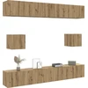TV staliukas 6 dalių sieninis televizoriaus spintelės komplektas Artisan Oak