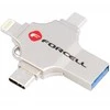 USB atmintinė 64 GB USB 3.2 Gen 1 (USB A / USB C / Lightning / Micro USB) Forcell F-Data Metal Quad sidabrinas