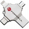 Pendrive 64GB USB 3.2 Gen 1 (USB A / USB C / Lightning / Micro USB) Forcell F-Data Metal Quad sidabrinis