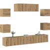 TV staliukas 7 dalių sieninis televizoriaus spintelės komplektas Artisan Oak