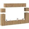 TV staliukas 8 dalių sieninis televizoriaus spintelės komplektas Artisan Oak