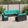 Sofa Sofos komplektas su pagalvėlėmis, 8 dalių, juodas, poliratanas