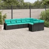 Sofa Sofos komplektas su pagalvėlėmis, 9 dalių, juodas, poliratanas