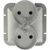 Abex Dvigubas kištukinis lizdas 2x2P+Z, 16A, 250V, su varžtiniais gnybtais, rėminei sistemai, sidabrinis OPAL/PEARL (PT-6 PR Sidabrinis)