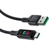 Acefast C7-04 USB-A USB-C 60W 1.2m kabelis su ekranu – juodos spalvos