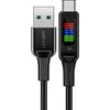 Acefast C7-04 USB-A USB-C 60W 1.2m kabelis su ekranu – juodos spalvos