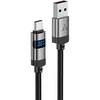 Acefast C15-04 USB-A – USB-C kabelis su ekranu 480Mb/s 66W 1.2m – Juodos spalvos