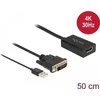 Delock Adapteris DVI kištukas prie DisplayPort 1.2 moteriškas juodas 4K 50 cm