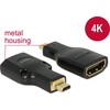 DELOCK Adapteriai Didelės spartos HDMI su Ethernet – HDMI-A lizdas > HDMI Mini-C vyriškas + Micro-D kištukas juodas